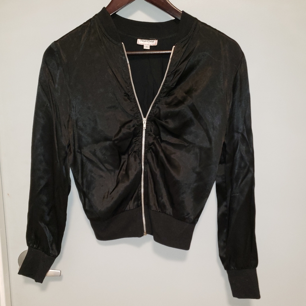 Silk looking zip up jacket.